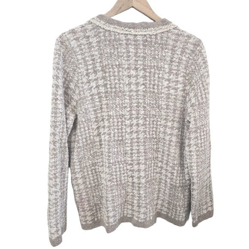 Chicos Sweater‎ Sz Lg Novelty Yarn Detail Cardigan Taupe Heather Neutral - Picture 5 of 10
